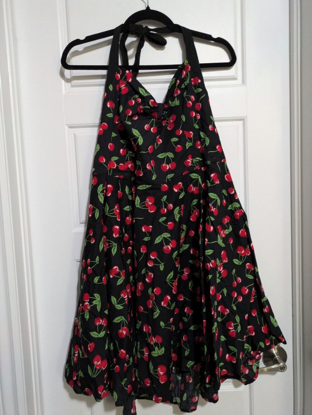 Hell Bunny Halter Pin-up Style Cherry/Black Plus Sized Mini Dress (3X)